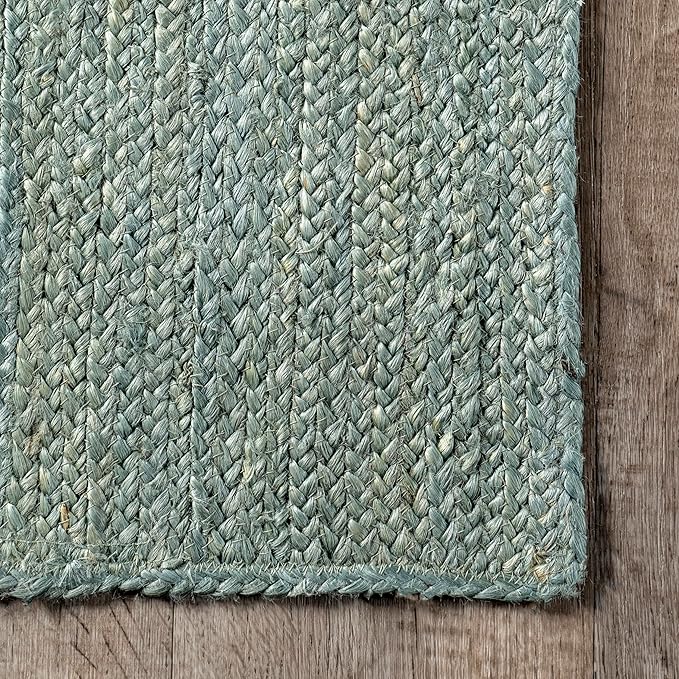 nuLOOM 2' 6" x 6' Rigo Jute Hand Woven Area Rug, Green, Solid Farmhouse Design, Natural Fiber, for Bedroom, Living Room, Dining Room, Hallway, Office, Kitchen, Entryway