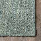 nuLOOM 5x8 Rigo Jute Hand Woven Area Rug, Green, Solid Farmhouse Design, Natural Fiber, For Bedroom, Living Room, Dining Room, Hallway, Office, Kitchen, Entryway