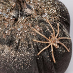 Primitives by Kathy Sesonal Home Decor Accessory Black and Gold Glitter and Jewels Spider Pumpkin, 5.25' Diameter x 6.25', Halloween Decorative Pumpkin