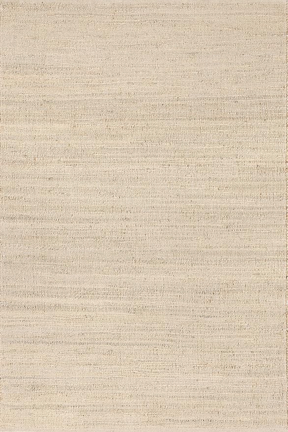 nuLOOM 9x12 Elfriede Jute & Cotton Hand Woven Area Rug, Natural, Solid Rustic Farmhouse Style, Weaved Design, Natural Fiber, For Bedroom, Living Room, Dining Room, Hallway, Office, Entryway