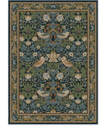 RUGGABLE x Morris & Co Washable Area Rug– Strawberry Thief Indigo 5x7, Stain-Resistant, Non-Slip – Medium Machine Washable Rugs for Living Room, Bedroom, Hallway, Entryway & Office–with Cushioned Pad