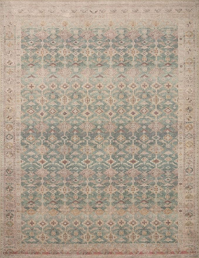 Loloi Angela Rose Aubrey Collection AUB-02 Aqua/Sand 7'-6" x 9'-6", .19" Pile Height, Area Rug