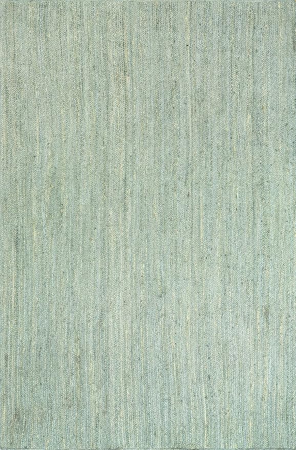 nuLOOM 3x5 Rigo Jute Hand Woven Area Rug, Green, Solid Farmhouse Design, Natural Fiber, for Bedroom, Living Room, Dining Room, Hallway, Office, Kitchen, Entryway