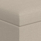 SIMPLIHOME Owen 34 inch Wide Mid Century Modern Rectangle Coffee Table Storage Ottoman in Natural Linen Look Fabric, Assembled, for the Living Room, Entryway and Family Room