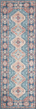Loloi Skye Collection SKY-03 Turquoise/Terracotta 8'-0" x 8'-0" Round Area Rug