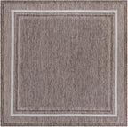Unique Loom Outdoor Border Collection Area Rug - Soft Border (7' 10" Square Brown/Ivory)