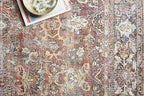 Loloi Layla Collection LAY-02 Spice/Marine 7'-6" x 9'-6" .13" Thick Area Rug, Soft, Durable, Vintage Inspired, Distressed, Low Pile, Non-Shedding, Easy Clean, Printed, Living Room Rug