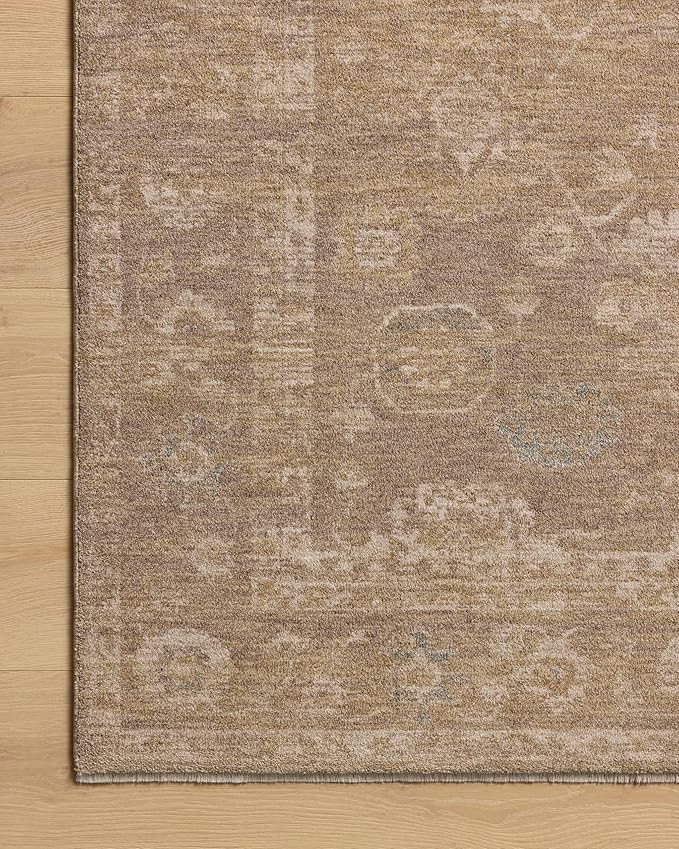 Loloi Chris Loves Julia Louisa Collection LOI-04 Taupe/Gold 9'-6" x 9'-6", .38" Pile Height, Round Area Rug