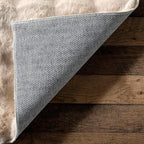 nuLOOM Jeni Solid Faux Rabbit Machine Washable Runner Rug, 2' 6" x 10', Beige
