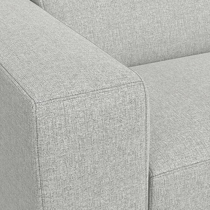 SIMPLIHOME Rex Modular Sofa and Ottoman Set in 100% Recycled Polyester Tightly Woven Performance Fabric, Pale Grey, 122-inch-wide 3-Seater Couch and Matching 34-inch-wide Ottoman for Living Room