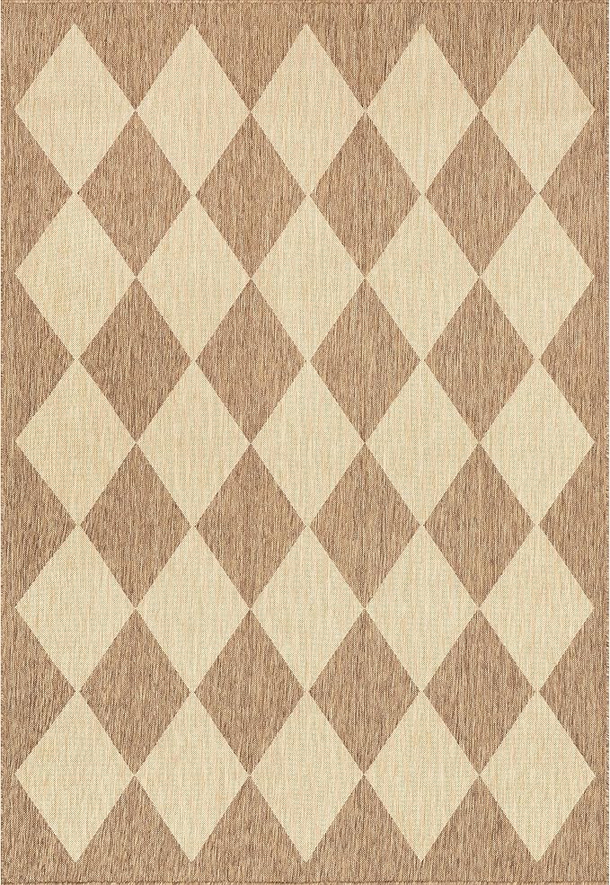nuLOOM Outdoor Performance Collection Sabina Brown/Ivory, 8' Round, Soft and Cozy, High Traffic, Stain Resistant, Easy Clean, Durable Area Rug for Indoor/Outdoor Patio, Deck, Porch, Garden, Courtyard