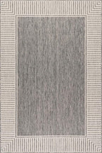 nuLOOM 10' x 14' Outdoor Area Rug, Casual Design with Striped Border, Stain Resistant, Highly Durable, for Patio, Balcony, Bedroom, Living Room, Dining Room, Bathroom, Steel