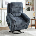 Power Lift Recliner Chair for Elderly People, Dual Motor Lay Flat Recliner with Vibration Massage and Heat, Heavy Duty Motion Mechanism Standing Assistance Reclining Chair, Chenille Fabric Blue