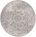 SAFAVIEH Evoke Collection Area Rug - 5'3" Round, Ivory & Grey, Distressed Design, Non-Shedding & Easy to Clean, Ideal for Living Room, Bedroom, Dining Space (EVK256F)