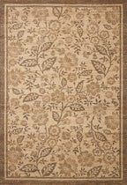 Loloi Chris Loves Julia Rue Collection RUE-03 Bark/Mocha 5'-0" x 7'-6" Area Rug Jute Neutral Floral Living Room Bedroom Rug