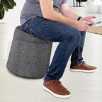 Seville Classics Cushioned Fabric Ottoman Hidden Storage Chest Footrest Chair, Padded Seat for Bedroom, Dorm, Loft, Living Room, Entryway, Hallway, Modern Gray, 15.6" Wobble