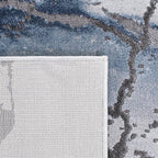 SAFAVIEH Craft Collection Area Rug - 8' Square, Grey & Blue, Modern Abstract Design, Non-Shedding & Easy Care, Ideal for High Traffic Areas in Living Room, Bedroom (CFT877L)