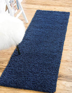 Unique Loom Solid Shag Collection Area Rug (2' 6" x 13' 1" Runner, Sapphire Blue/ Navy Blue)