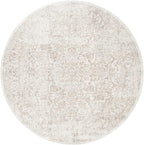 SAFAVIEH Evoke Collection 6'7" Round Ivory / Taupe EVK256E Oriental Distressed Non-Shedding Dining Room Entryway Foyer Living Room Bedroom Area Rug