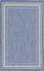 Unique Loom Outdoor Border Collection Area Rug - Soft Border (5' 3" x 8' Rectangle Blue/Ivory)