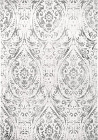 Home Dynamix Nicole Miller Patio Sofia Juniper Indoor/Outdoor Area Rug 7'9"x10'2", 4151-123, Distressed Damask Ivory/Gray Juniper