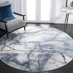 SAFAVIEH Craft Collection Area Rug - 5'3" Round, Grey & Blue, Modern Abstract Design, Non-Shedding & Easy Care, Ideal for High Traffic Areas in Living Room, Bedroom (CFT877L)