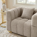 VANOMi 44.09”Oversized Accent Chair, Boucle Arm Chair with Deep Seat, Comfy Reading Chair for Living Room, Bedroom, Office, Apartment, Camel (1 Piece)