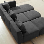 VANOMi 109.84" Modular Sectional Sofa with 3 Pillows, Convertible 5-Seater Comfy Boucle Cloud Couch with Ottoman, Modern Sectional Sofas for Living Room, Office, Apartment (Dark Gray)