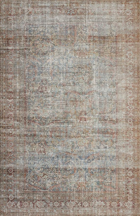 Loloi Chris Loves Julia Jules Collection JUL-05 Lagoon/Brick 2'-3'' x 3'-9'', .13" Pile Height, Accent Rug