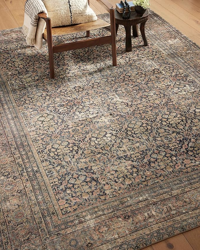Loloi Amber Lewis Morgan Collection MOG-03 Denim/Multi 2'-3" x 7'-6" 38" Thick Runner Rug feat. CloudPile, Neutral, Room Décor, Vintage Inspired, Livingroom, Bedroom, Dining Area