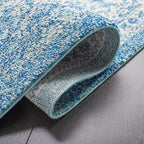 SAFAVIEH Evoke Collection Area Rug - 5'3" Round, Blue & Ivory, Distressed Design, Non-Shedding & Easy to Clean, Ideal for Living Room, Bedroom, Dining Space (EVK256C)