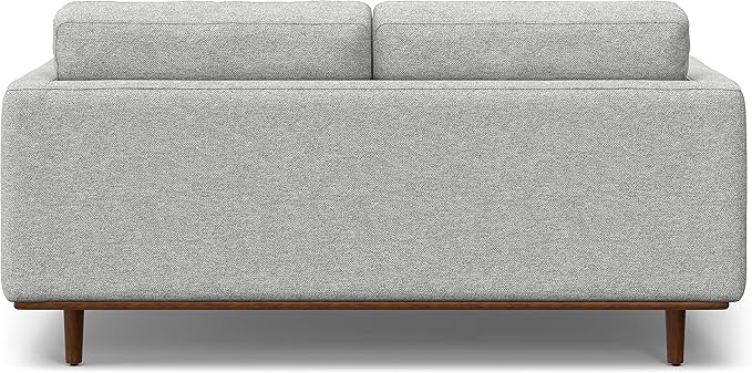 SIMPLIHOME Morrison 72-inch Wide Sofa in Mist Grey Woven-Blend Fabric, Handcrafted Mid-Century Modern Loveseat for Living Room or Family Room, Single Bench Cushion, Bolster Pillows