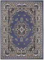 Home Dynamix Premium Sakarya Traditional Medallion Border Area Rug, Country Blue, 5'2"x7'4" Rectangle