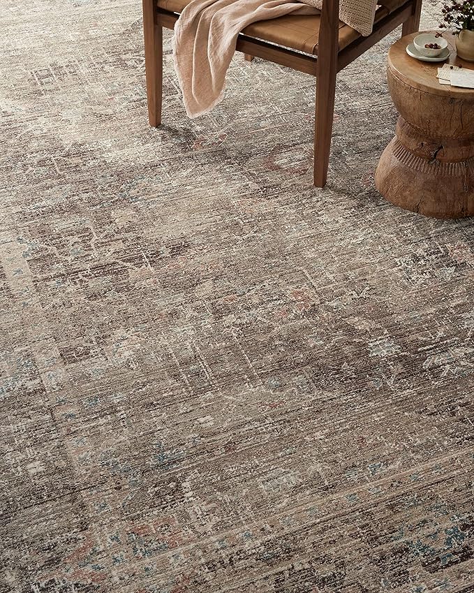Loloi Magnolia Home by Joanna Gaines Millie Collection MIE-03 Charcoal/Dove 9'-6" x 9'-6", .25" Pile Height, Round Area Rug