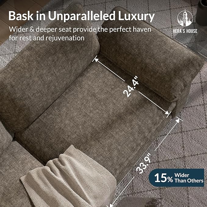 HERA'S HOUSE 158" Modular Sectional Sofa, Oversized Couches for Living Room, Comfy Cloud Couch 4-Seater Deep Seat Sofa with Throw Pillow, Chenille Ash