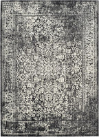 SAFAVIEH Evoke Collection Area Rug - 6'7" x 9', Black & Grey, Distressed Design, Non-Shedding & Easy to Clean, Ideal for Living Room, Bedroom, Dining Space (EVK256R)