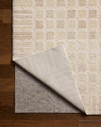 Loloi Chris Loves Julia Calvin Collection CLV-03 Bone/Natural 5'-3" x 7'-6" Area Rug Checkered Neutral Soft Living Room Bedroom Carpet