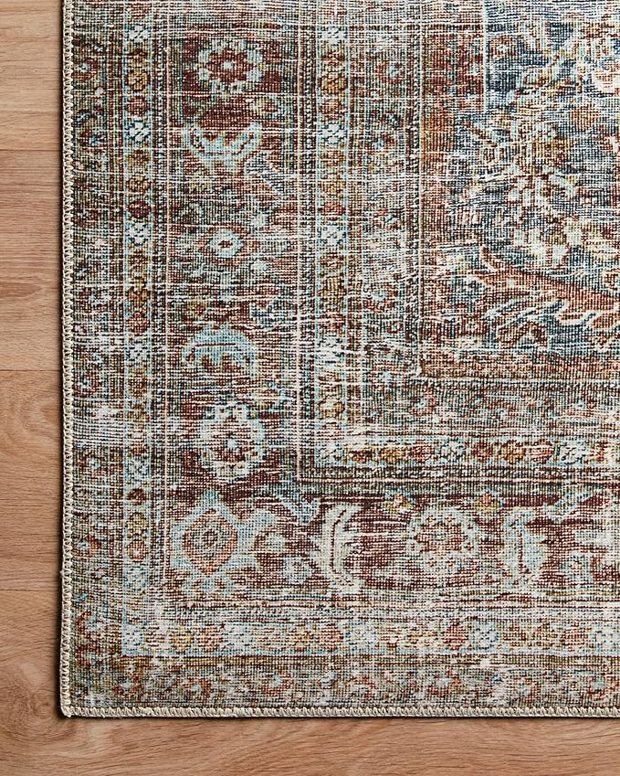 Loloi Chris Loves Julia Jules Collection JUL-05 Lagoon/Brick 2'-3'' x 3'-9'', .13" Pile Height, Accent Rug