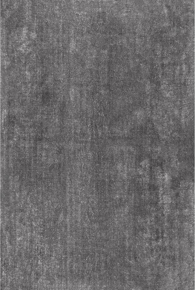 nuLOOM 4' x 6' Cozy Plush SuperiorWash Area Rug, Machine Washable, Non-Slip, Soft Fluffy Shag Carpet for Living Room Bedroom Kids Room Nursery Home Decor, Loni Grey