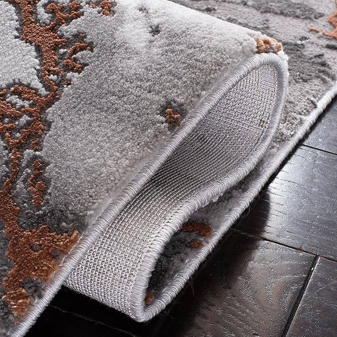 SAFAVIEH Craft Collection 2'7" x 5' Grey/Orange CFT877P Modern Abstract Non-Shedding Entryway Living Room Foyer Bedroom Kitchen Accent Rug