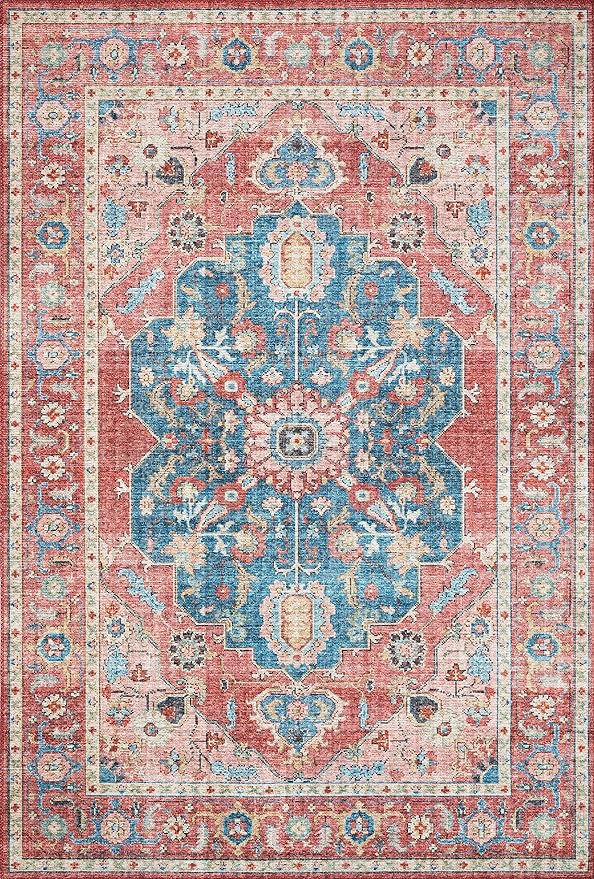 Loloi Skye Collection SKY-05 Brick/Ocean 6'-0" x 6'-0" Round Area Rug