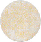 SAFAVIEH Evoke Collection Area Rug - 3' Round, Ivory & Gold, Distressed Design, Non-Shedding & Easy to Clean, Ideal for Foyer, Bedroom, Accent Space (EVK256B)