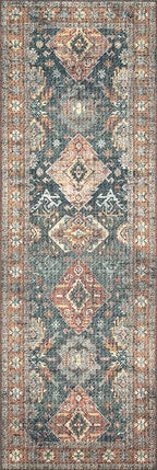 Loloi Skye Collection SKY-10 Sea/Rust 2'-6" x 10'-0" Runner Rug