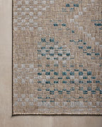 Loloi Amber Lewis Topanga Collection TOP-04 Natural/Aqua 2'-3" x 3'-9" Indoor/Outdoor Area Rug