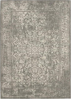 SAFAVIEH Evoke Collection 6'7" x 9' Silver / Ivory EVK256S Oriental Distressed Non-Shedding Living Room Bedroom Dining Home Office Area Rug