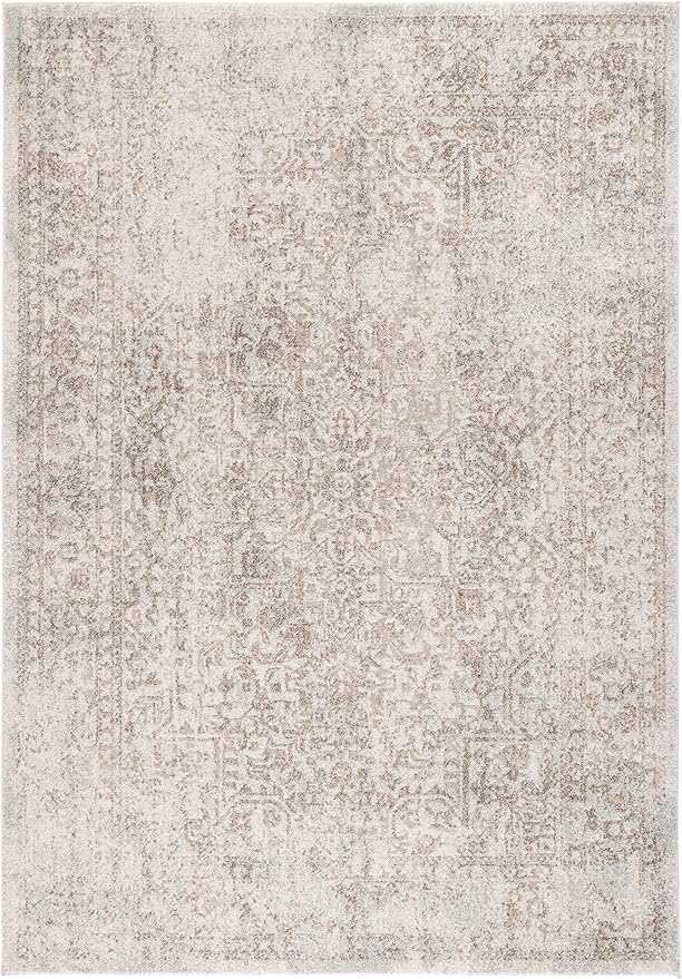 SAFAVIEH Evoke Collection 5'1" x 7'6" Ivory / Taupe EVK256E Oriental Distressed Non-Shedding Living Room Bedroom Area Rug