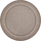Unique Loom Outdoor Border Collection Area Rug - Soft Border (7' 10" Round Brown/Ivory)