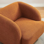 VANOMi Oversized Living Room Chair, Modern Comfy Accent Barrel Chairs, Single Sofa Chair with Wood Legs, Upholstered Armchair for Bedroom, Office, Waiting Room (Curry)
