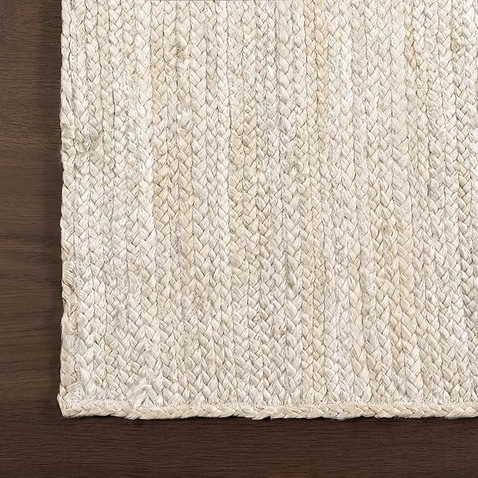 nuLOOM Oval 4x6 Rigo Jute Hand Woven Area Rug, Off White, Solid Farmhouse Design, Natural Fiber, For Bedroom, Living Room, Dining Room, Hallway, Office, Kitchen, Entryway