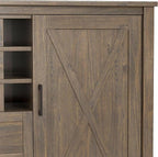 SIMPLIHOME Ela Solid Wood and Pine 54 inch x 18 inch Rectangle Transitional Sideboard with Wine Storage in Smoky Brown for The Dining Room and Kitchen